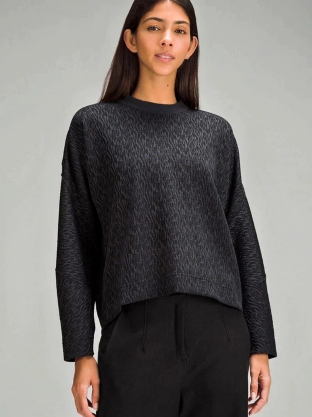 lululemon Perfectly Oversized Jacquard Crew Jacquard Crew in Black Size 6 NWT
